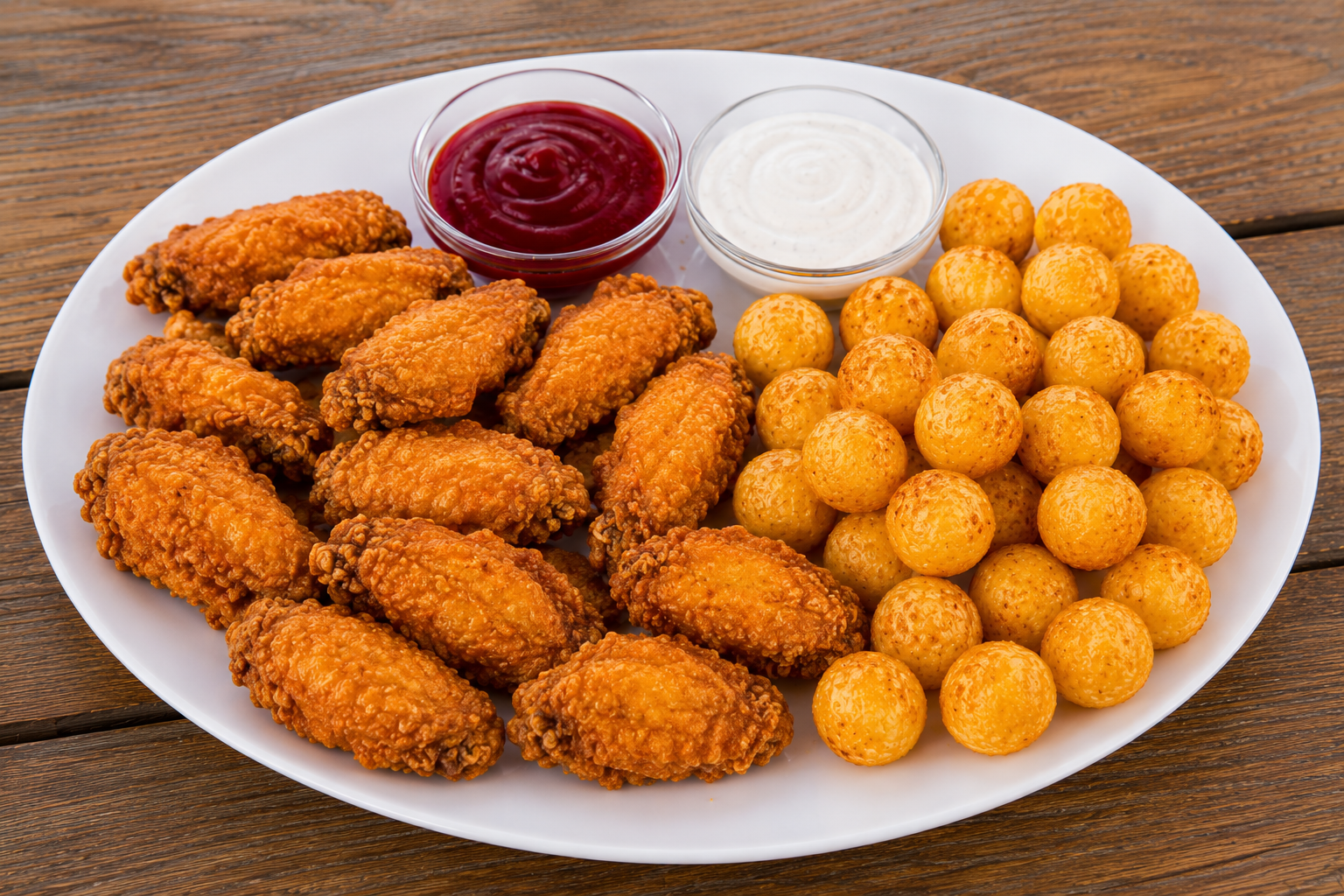 Wings platter + potato balls